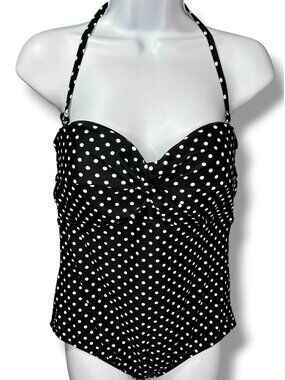 Catalina Black Polka Dot Halter Swim Suit Retro one Piece